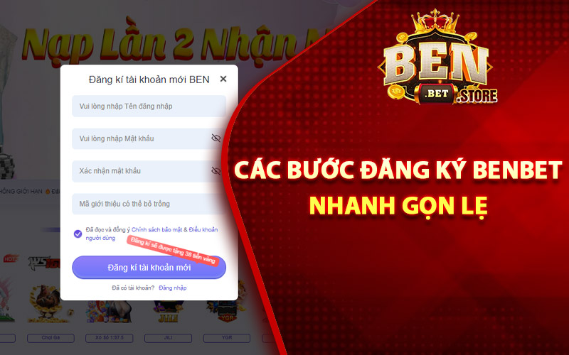 Các bước đăng ký Benbet nhanh gọn lẹ