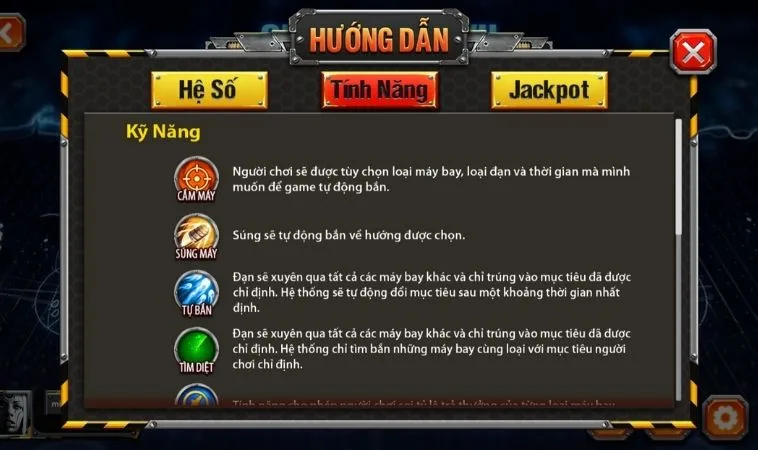 Các tính năng trong game Bắn Cá Đại Chiến B52 Tại BenBet