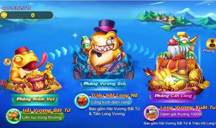 Các phòng chơi trong game Bắn Cá Royal Fishing Tại BenBet