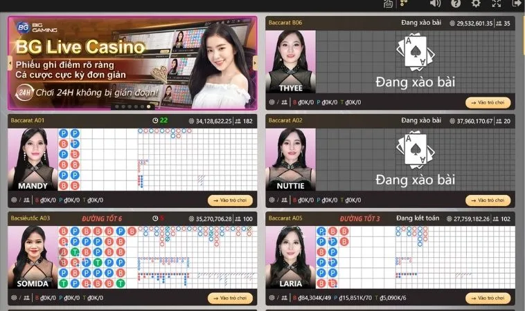 Sảnh Casino Online BenBet thiết kế giao diện đẹp, chuyên nghiệp