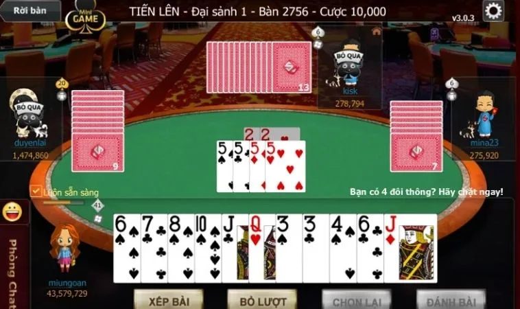 Bàn chơi Tiến Lên Miền Nam BenBet